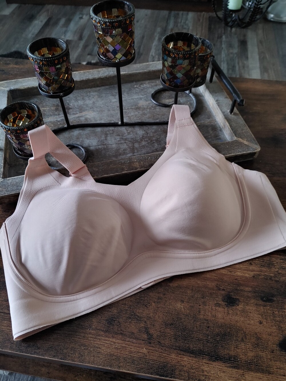 NWOT XL Comfelie Beige Padded Wirefree Comfortable bra